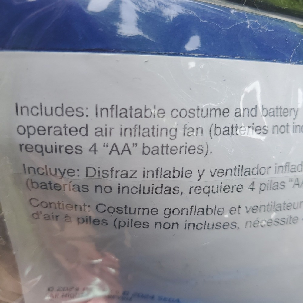 Kids Sonic Hedgehog 3 Inflatable Costume Disguise One Size 43"-53.5" tall nwt - Picture 9 of 13